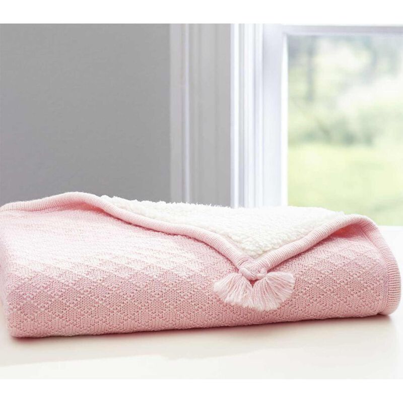 Pottery Barn Kids Luxe Knit Sherpa Stroller Blanket Light Pink image number 1